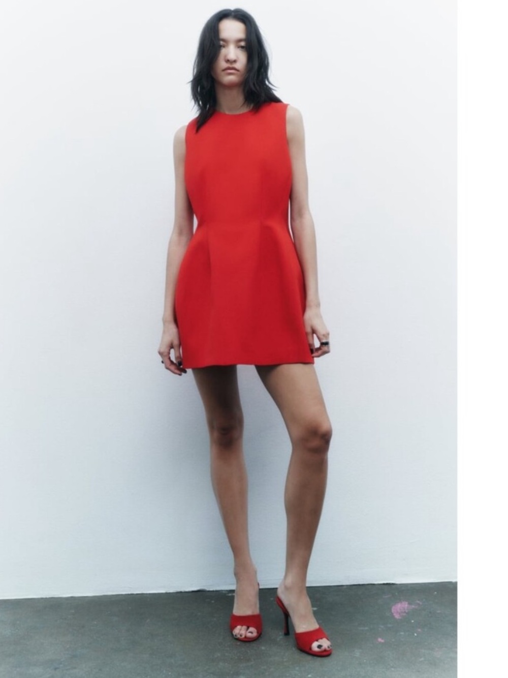 ZARA Bright Red Sleeveless Dress